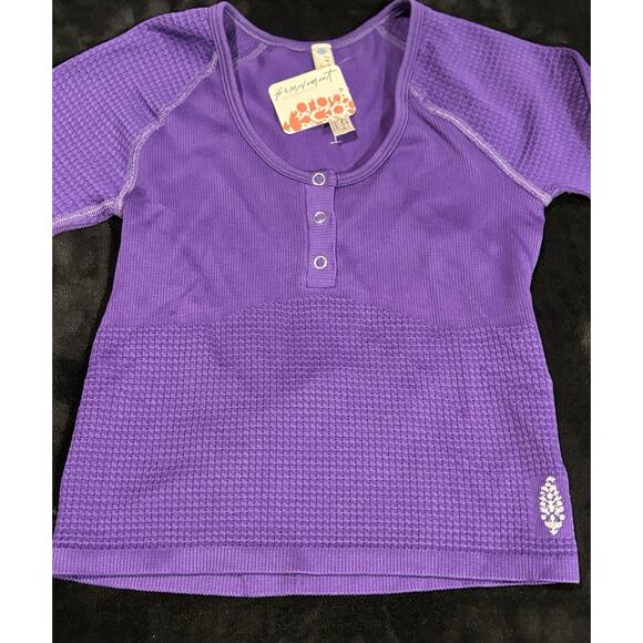 Free People Movement Top Womens M/L Long Sleeve Waffle Henley Pullover - Picture 2 of 4